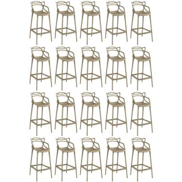 Imagem de Kit 20 Banquetas Allegra Com Encosto Design Cozinha/bancada - Nude