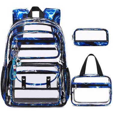 Imagem de Mochila ACESAK Clear para meninos com lancheira e estojo de lápis