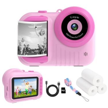 Imagem de Câmera infantil Trayoo Instant Print 8MP com tela de 3,5 polegadas ros