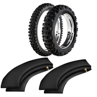 Imagem de Kit Pneu Moto Cross Trilha 140/80-18 + 90/90-21 He42 Rinaldi
