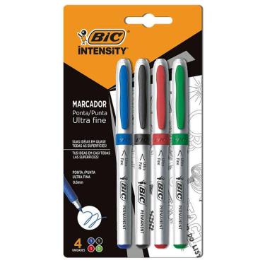 Imagem de Pincel marcador permanente Intensity Ultra Fina 4 cores Bic 
