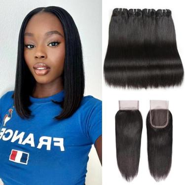 Imagem de Pacotes de cabelo e fecho Liang Dian Straight 10-25cm 12A