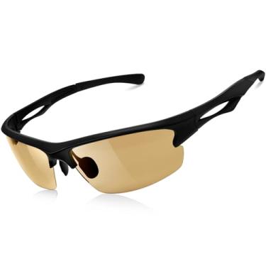 Imagem de KANASATAL Óculos de Sol Ciclismo Esportivos Marrom Polarizado Masculino Feminino UV400 Oculos Bicicleta Retangular Corrida Brown Cycling Sunglasses para Golfe Pesca -Marrom Claro