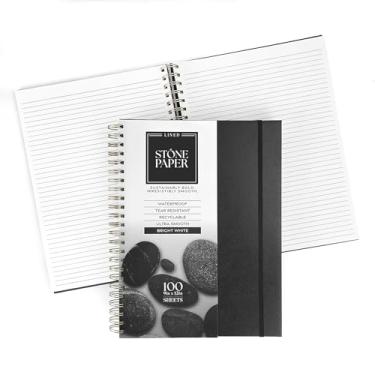 Imagem de ArtSkills Caderno de papel de pedra forrado, caderno de papel de pedra espiral, diário à prova d'água, caderno de desenho estético, páginas forradas para escola, trabalho, desenho, esboço, 22 x 30 cm