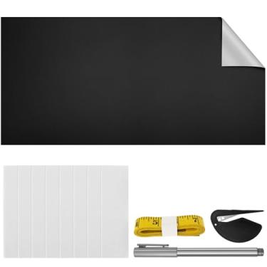 Imagem de ZFLYCANP Persianas blackout de tecido Oxford, película blackout portátil para quarto, persiana com bloqueio de luz cortável para janela de adesão segura para berçário de bebê, quarto, dormitório (145