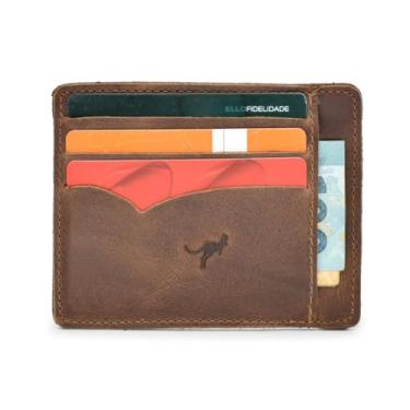 Imagem de Carteira Masculina Couro Bovino Porta Cartão Slim com visor p/habilitação(Marrom)