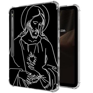 Imagem de Capa transparente para Samsung Galaxy Tab S9 FE 2023 (SM-X510/X516), antiamarelamento, transparente, à prova de choque, fina, leve, suporta carregamento sem fio para Samsung Tab S9 FE, Sagrado Coração