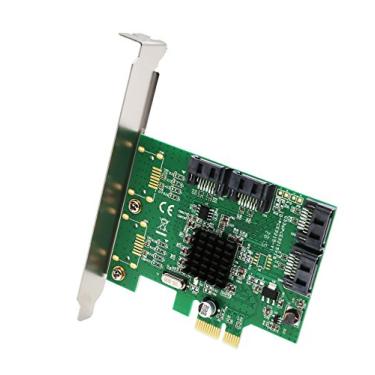 Imagem de Placa PCIe 2.0 x1 4 portas SATA III não RAID, Marvell 9215, com suporte de perfil baixo