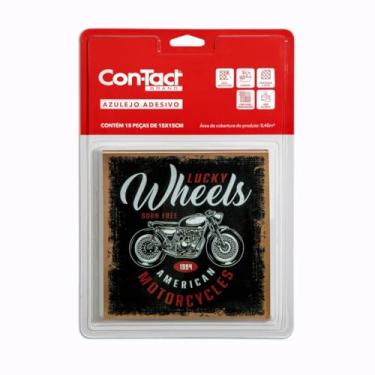 Imagem de Azulejo Adesivo Con-Tact 15x15cm, Kit com 12 pçs, Estampa Custom Motors Vintage, 70450