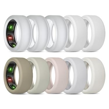 Imagem de BandRain Pacote com 10 capas para Oura Ring Gen 4 e 3/ULTRAHUMAN Ring AIR, capa protetora de silicone elástico antiarranhões acessórios para mulheres e homens malhando academia (10 cores - conjunto 11
