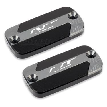 Imagem de Tampa do copo de óleo do tanque de fluido do reservatório de freio dianteiro CNC da motocicleta compatível com NT1100 NT 1100 2021 2022 2023 (1 par de titânio)