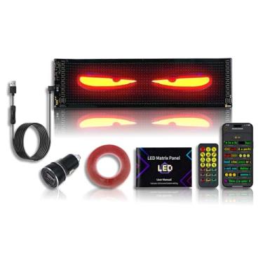 Imagem de Kefly Placa LED programável para carro, luz de olhos de diabo para para-brisa, painel de matriz de LED flexível, controle de aplicativo Bluetooth, também um relógio inteligente (12 x 59 cm)