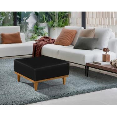 Imagem de Puff Dubai Retangular Centro Corino Preto Luxo Decor, para Sala de Estar - Lar Estilo