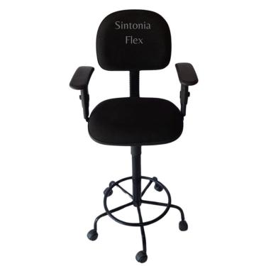 Imagem de Cadeira Secretaria Caixa Alta Braço Regulagem Altura Rodízio