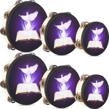 Imagem de Pandeiros Boao Dove Bible, pacote com 6, 15 cm, 20 cm, 25 cm, para adu