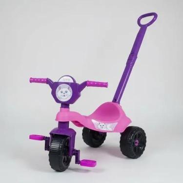 Imagem de Triciclo Moto Criança Com Haste e Pedal Infantil Andador Passeio Kemot