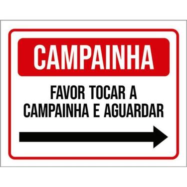 Imagem de Kit 3 Placas Campainha Favor Tocar Aguardar Seta Direita
