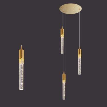 Imagem de Lustres de cristal longos para tetos altos, barra de luz pendente de vidro bolha moderna, lustre de escada LED, lâmpada suspensa linear para entrada, sala de estar, mesa de jantar, cozinha,