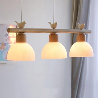 Imagem de 3 Luzes Lineares Pendentes Iluminação Mid Century Moderna Vidro Leite Pendente Luz Teto Pássaro Vidro Nervurado Lâmpada Rústica Fazenda Longo Lustre Para Cozinha Ilha Mesa De Jantar Restaura