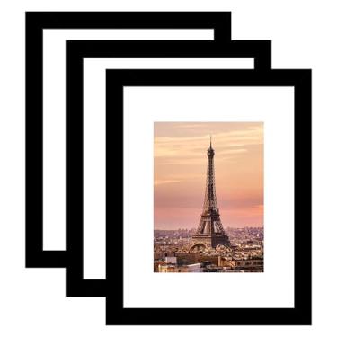 Imagem de YESKAY Porta-retrato 21 x 27 cm, pacote com 3 – moldura de pôster preta para exibição de imagens 15 x 20 com tapete ou 21 x 27 cm sem tapete, para pendurar na parede horizontal e vertical