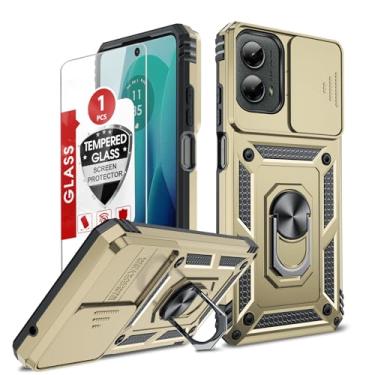 Imagem de LeYi Capa para celular Moto G 5G [ ], Capa Motorola G 5G 2024 com capa de câmera deslizante e protetor de tela, [grau militar] Capa com suporte de anel para G 5G 2024, ouro