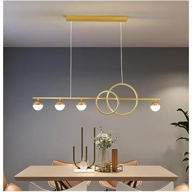 Imagem de Lustre moderno de meados do século preto de 4 luzes, retangular, controle remoto, regulável, longo, linear, LED, luminárias pendentes para ilha de cozinha, montagem no teto, lâmpada dourada