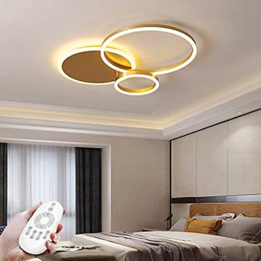 Imagem de Luminária de teto LED 54W, moderna, regulável, com controle remoto, 3000K - 6000K, lustre redondo de alumínio para corredor, varanda, sala de crianças, sala de estar, quarto, iluminação inte
