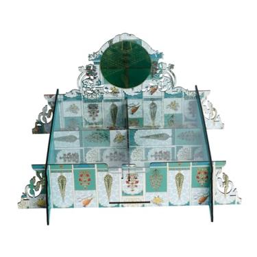 Imagem de Cesto decorativo multiuso dobrável com corte a laser em MDF, 25 x 20 cm, para festivais, casamentos, corporativos e aniversários, design floral acrílico elegante (Hamper-7)