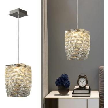 Imagem de Pequeno Mini Lustre de Cristal Luzes Pendentes Ilha Bar Cromado Regulável LED Linear Luminária Pendente Nordic Moderna Luminária Pendente de Teto Para Quarto Sala de Jantar Cozinha Corredor