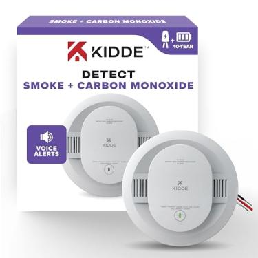 Imagem de Kidde Detector de fumaça e monóxido de carbono com fio, bateria reserva de 10 anos, alertas de voz, indicadores de luz de aviso LED interconectáveis