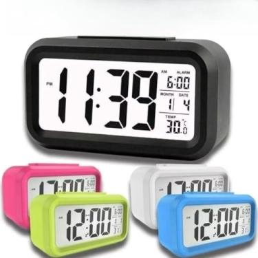 Imagem de Relógio de Mesa Portátil Digital Despertador Led Lcd Brilha Escuro 13 * 8(Preto)
