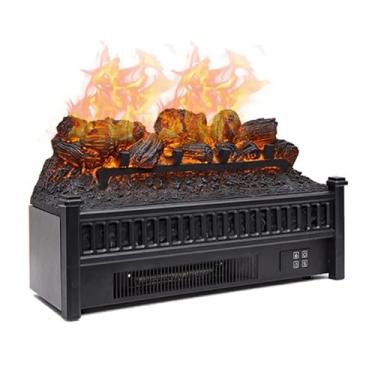 Imagem de Lareira Decorativa Aquecedor de inserções lenha para lareira elétrica com chama realista, conjunto aquecedor preta decorativo, controle remoto