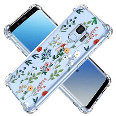Imagem de KOARWVC Capa para Galaxy S9, capa para Samsung S9 SM-G960U, transparente com design de TPU macio, absorção de choque, estampa de jardim de flores, capa protetora traseira para Samsung Galaxy S9