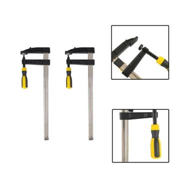 Imagem de Kit 2 Grampos Carpinteiro Tipo F Sargento 200X80Mm 8 Pol