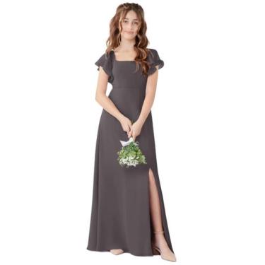 Imagem de Vestido de dama de honra Jirocum JR001 para meninas com fenda de aço c