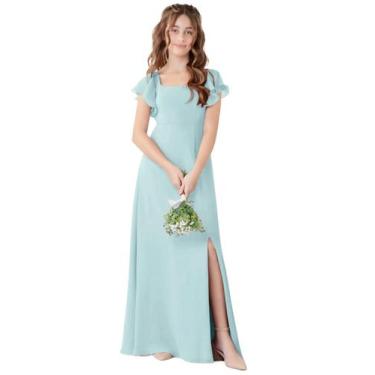Imagem de Vestido de dama de honra Jirocum SEA Glass Chiffon de mangas compridas