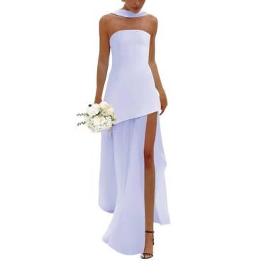 Imagem de Vestido de dama de honra Loyeloy Satin Split Lavender para mulheres