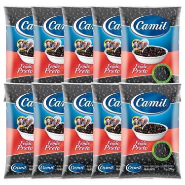 Imagem de Kit 10 Feijão Preto Camil Tipo 1 Pacote 1kg