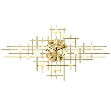 Imagem de Relógio de parede criativo grande nórdico design moderno relógio de parede mudo de metal ouro rosa (cor: ouro, tamanho: 120 * 60 cm) (ouro 120 * 60 cm)