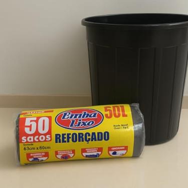 Imagem de Saco de Lixo Reforçado 50 Litros Pacote com 50 Sacos Pretos Resistentes