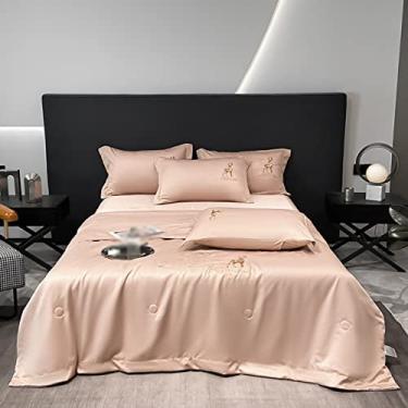 Imagem de 5JJJLOOOPP Edredom, edredom legal, conjunto de 4 peças, colcha de verão, solteiro, A, bordado, brilhante, edredom legal, cor 6, conjunto de 3 peças, cobertor de joelho, lavável (cor 8, 150 x 200 cm)