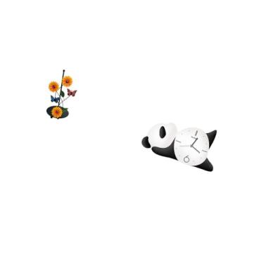 Imagem de Fenteer Porta-toalhas de Papel Panda com Suporte Vertical Antiderrapante E Relógio de Parede Moderno E Bonito para Decoração Prática E Resistente de Casa E Sa