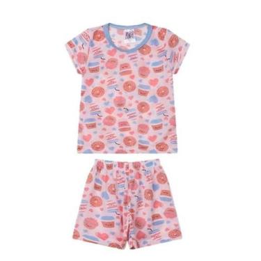 Imagem de Pijama Menina Bebe Estampado Manga Curta Baby Look Roupa De Dormir Cri