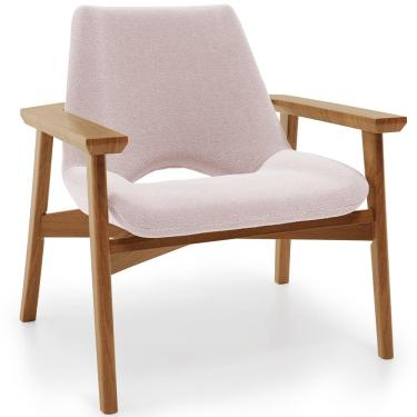 Imagem de Poltrona Decorativa Para Sala de Estar Living Base Madeira Becker L02 Bouclê Rosê - Lyam Decor