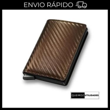 Imagem de Carteira de fibra/ Marrom/ Anti Furto/ Slim/ Masculina - NoBrand