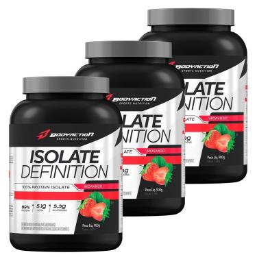 Imagem de Kit 3X Whey Isolate Definition - 900g Morango - BodyAction-Masculino