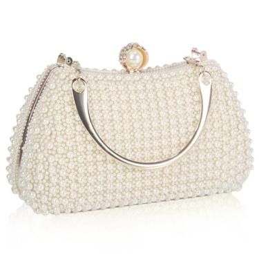 Imagem de JIAN YA NA Moda feminina dama de honra dama de honra menina noiva bolsa clutch noite para formatura, coquetel, casamento, noivado, Pérola branca