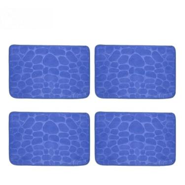 Imagem de Kit 1-4 Tapete de Porta Para Banheiro Macio Antiderrapante para Sala e Quarto 60x40cm(KIT4-Azul Claro)