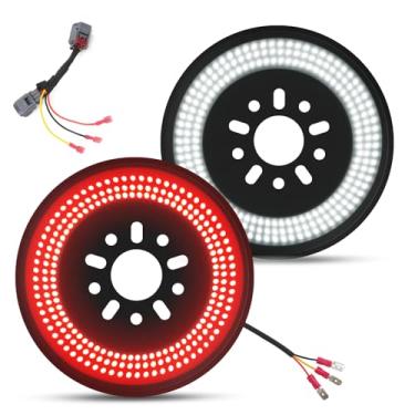 Imagem de CAFOPAR Luz de freio de pneu sobressalente de 3 lados para Jeep Wrangler JK JKU 2007-2018, Plug & Play 3º Terceiro Luz de freio LED para roda com grande superfície de iluminação, freio vermelho +