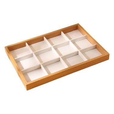Imagem de simhoa Organizador de bandeja para exibição de joias, ornamento retangular, presentes, estojo portátil de armazenamento de grande capacidade para pulseiras, Bege Branco